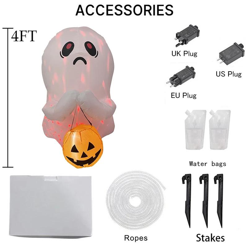 1.2M/4FT Halloween Inflatable Toys Outdoor Holiday Decortions Poor Ghost Colorful Lights Inflatable Model Ornament Party Garden