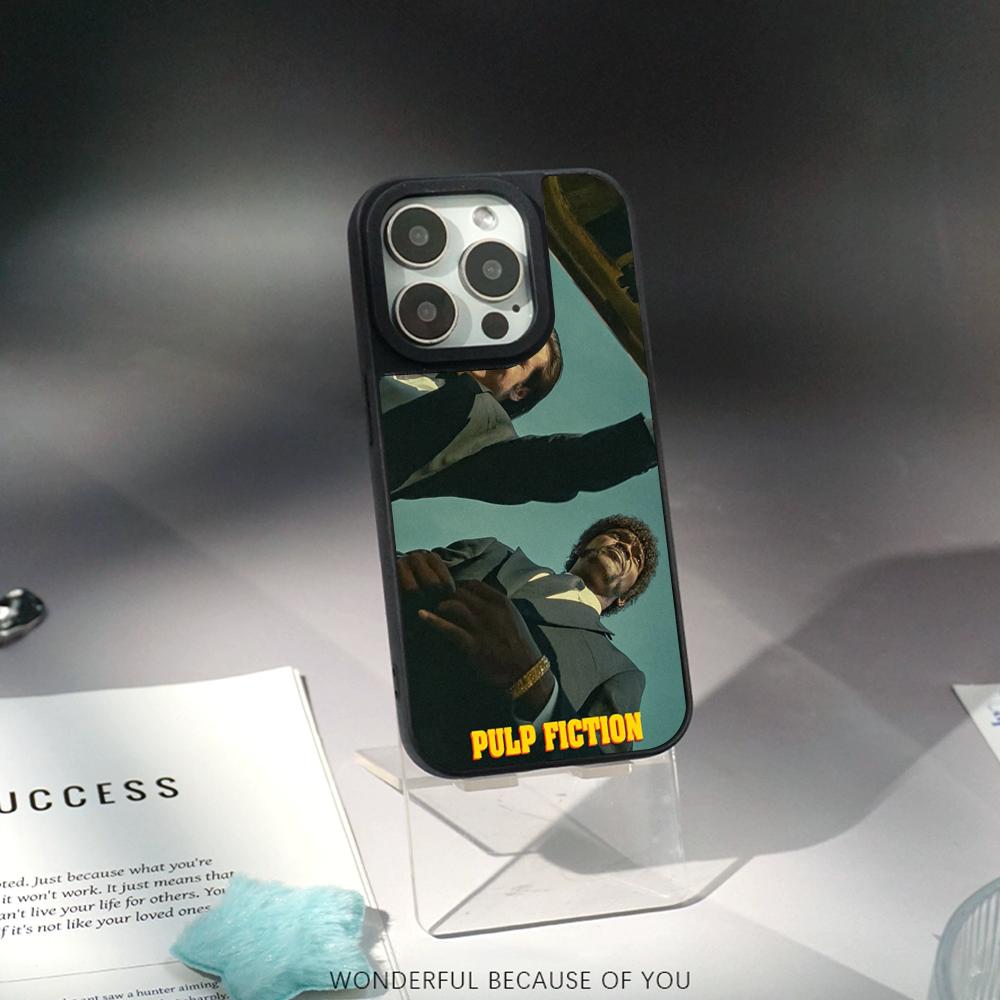 Классические фильмы Криминальное чтиво плакат Чехол для телефона для iPhone 17 16 e 15 14 13 12 Pro Max Овечья кожа Серебристый край Защитный чехол