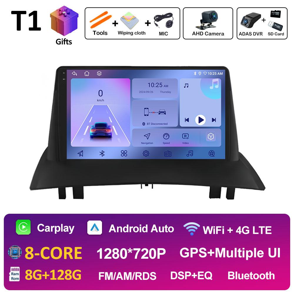 Для Renault Megane 2 2002 2003 2004 2005 - 2009 Беспроводная навигация Carplay GPS Android 14 DSP Стерео Авторадио Сенсорный экран 4G