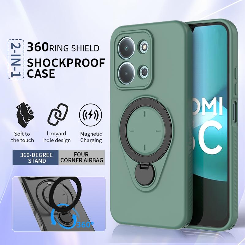 Магнитный чехол-подставка с вращением на 360° для Redmi 15C 4G 5G Redmi 15 Note 15 Защитный чехол-броня с защитой от ударов, поддерживает беспроводную зарядку