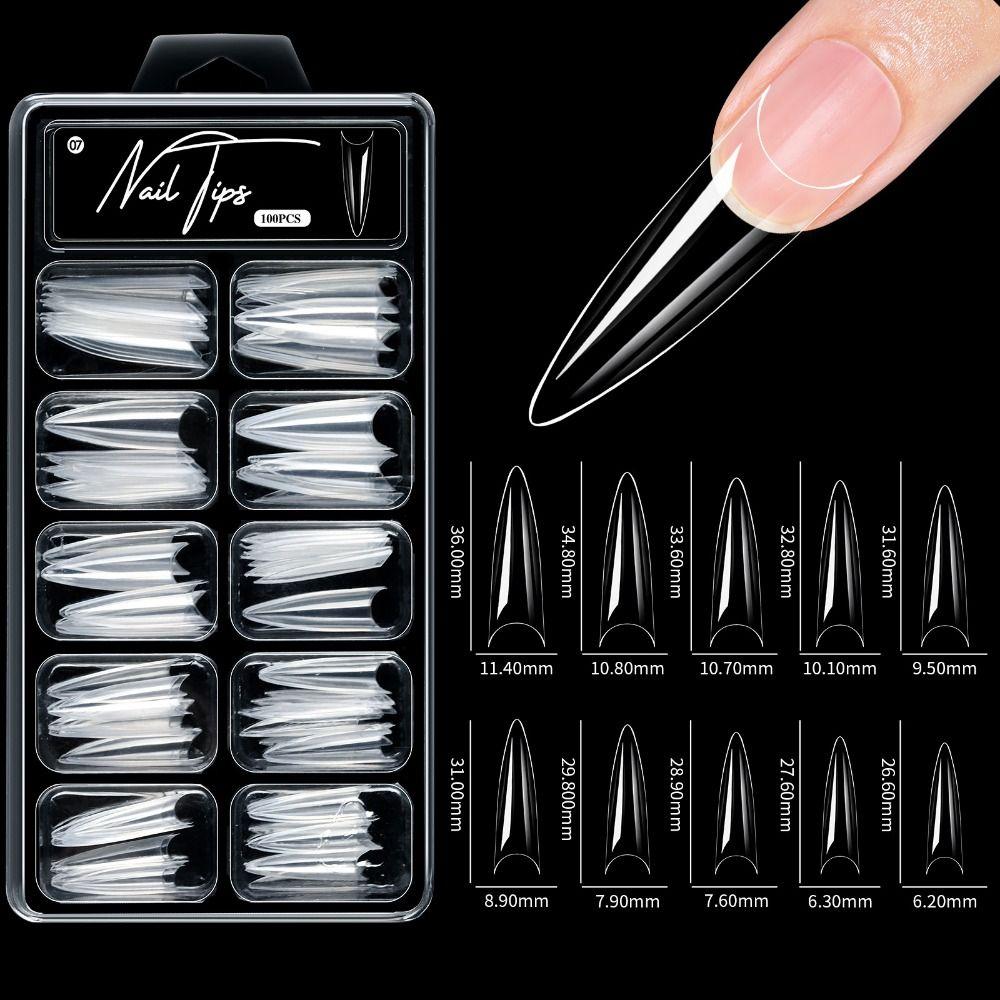 100 шт. Акриловые накладные ногти Миндаль Квадрат Предварительно запиленные Накладные ногти Нейл-арт Наращивание