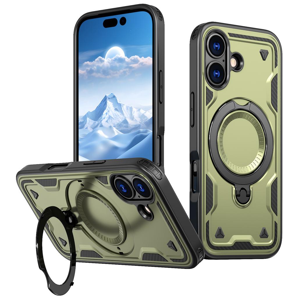 For iPhone 17 Case Compatible with MagSafe Military Protection PC+TPU Kickstand Phone Cover