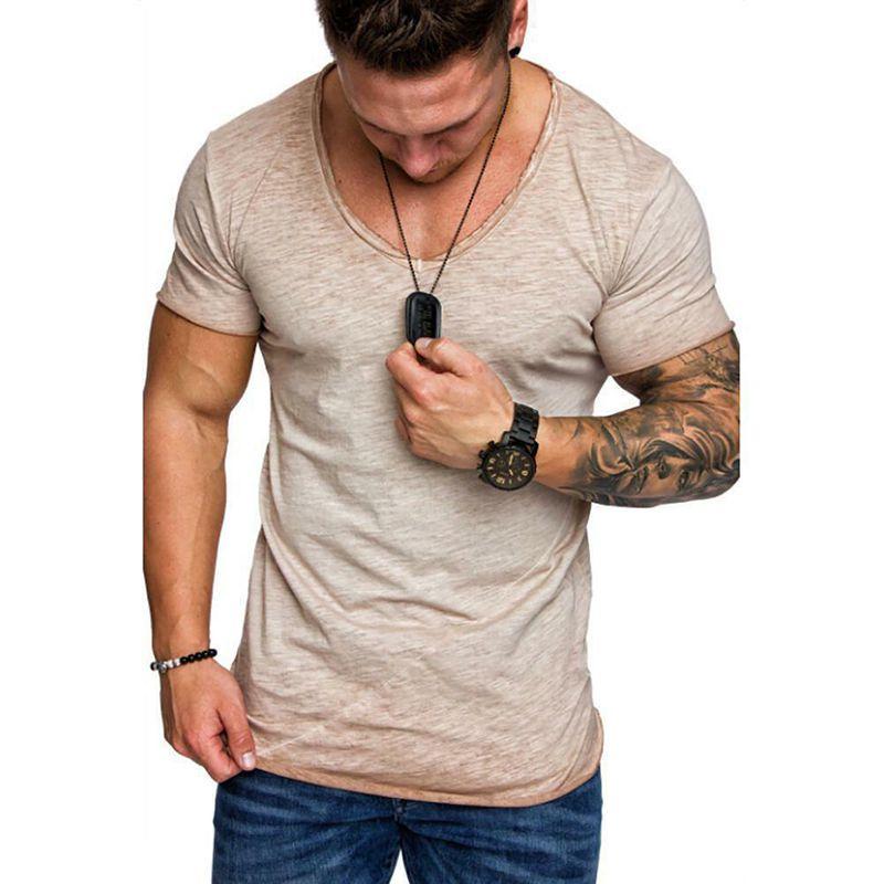 Fashion Men's Casual Tops V-neck T-shirt With Slim Fit And Premium Cotton Blend