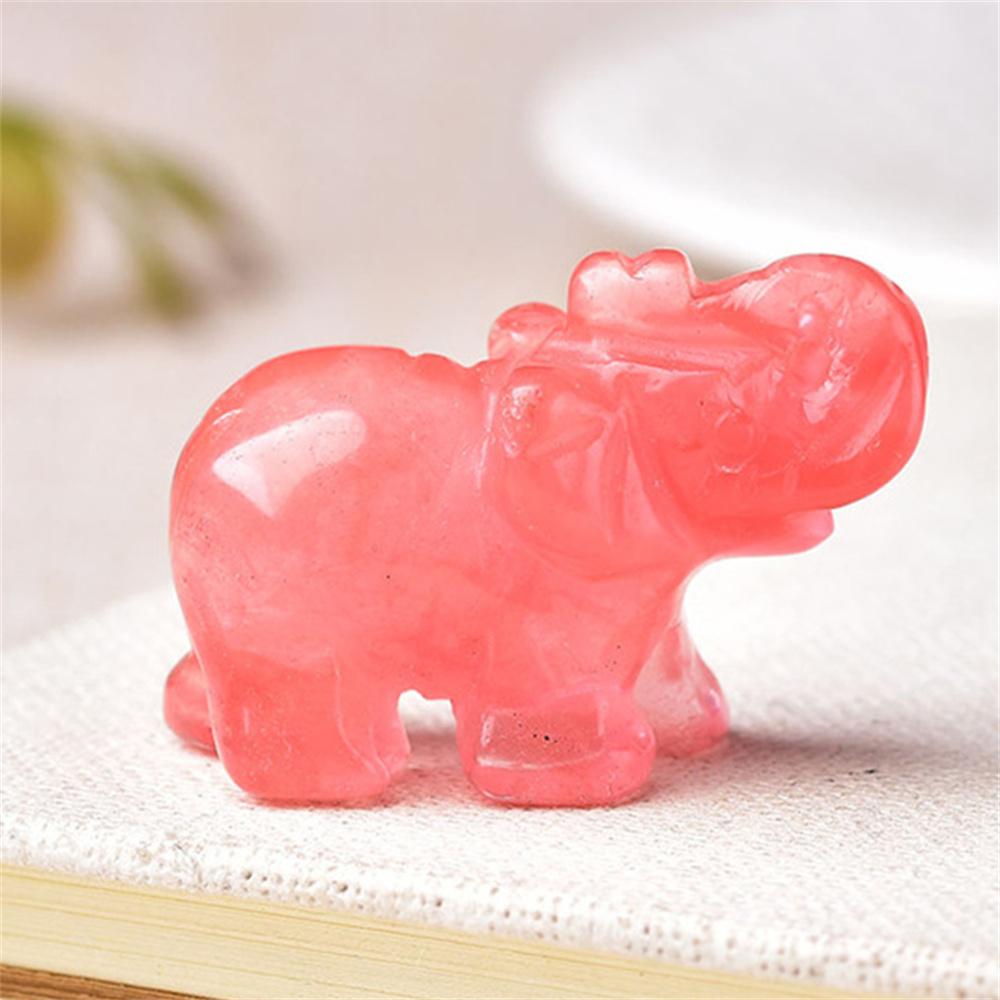 Handmade Carved Tangling Jade Elephant Gemstone Natural Crystal Figurine Good Luck Ornaments