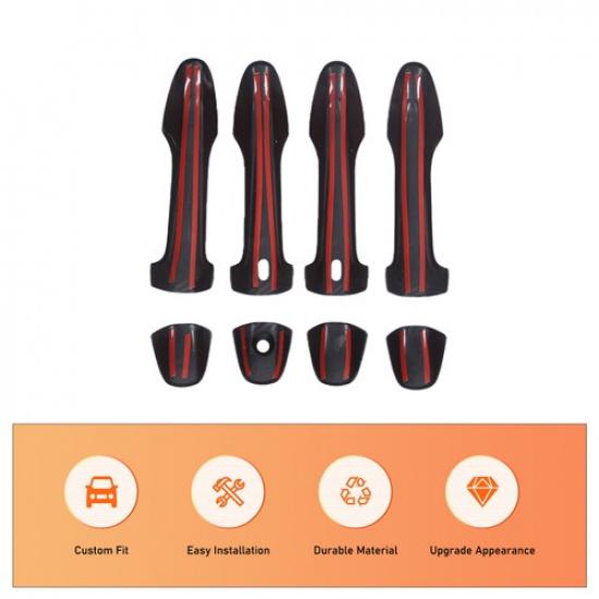 Carbon Fiber ABS Outer Door Handle Shell Cover Trim For Toyota Hilux 2015-2024