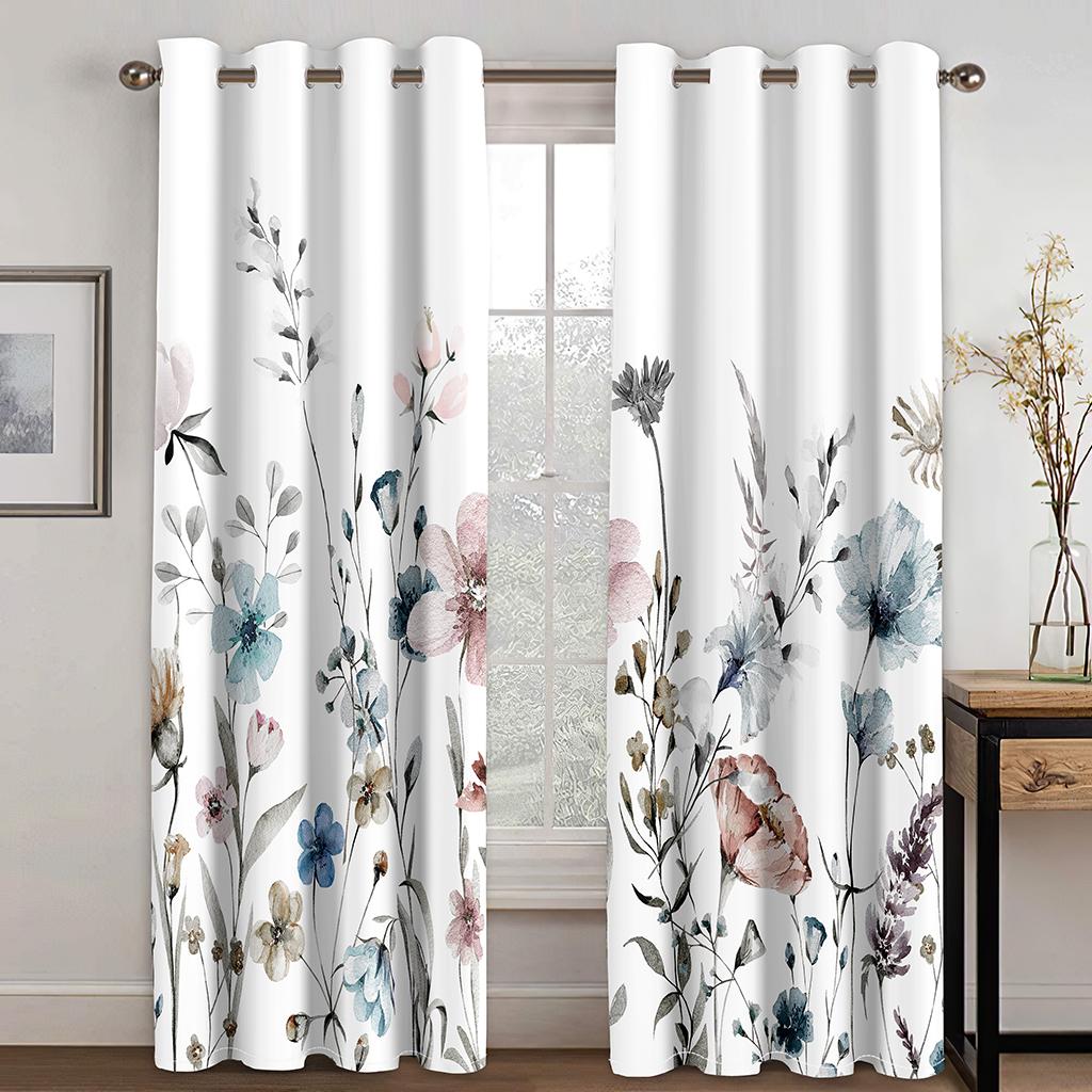 2 шт очаровательные шторы с цветочным принтом бабочки цветочные шторы для спальни гостиной кухни оконные шторы люверсы верхний кортин