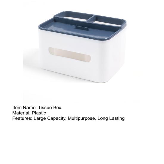 Tissue Paper Box with Storage Compartments Large Capacity Easy To Install Desktop Storage Organizer Remote Holder
