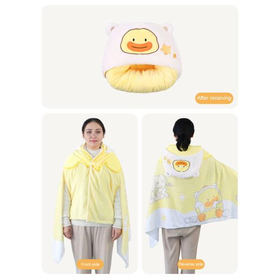 Ворсовый платок, одеяло с капюшоном, ветрозащитное, носимое одеяло, U-образная подушка для хранения, складная, переносная, с капюшоном