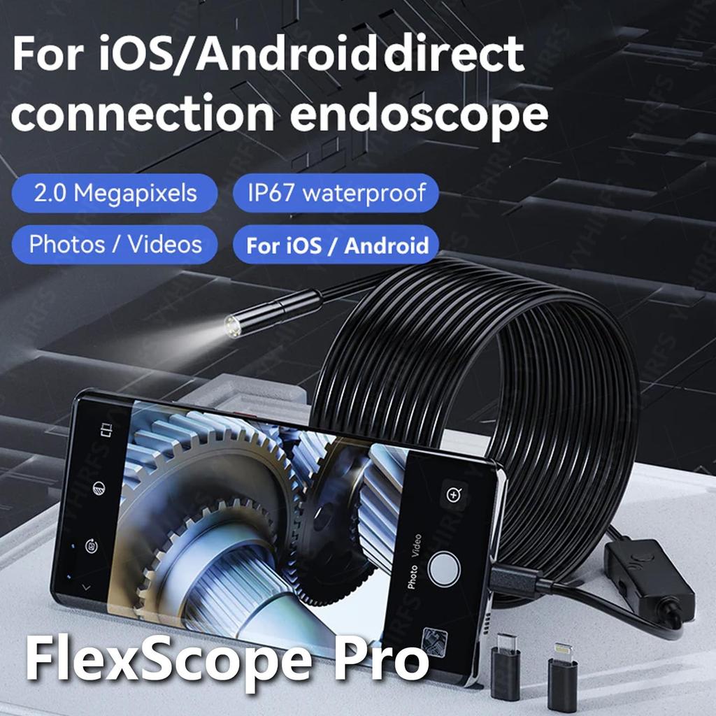 FlexScope Pro – Plug & View Inspection Cam With 5M  Cable And Swappable Tool Tips, 2.0MP HD Camera, Capturing Exactly, For Checking , Drains, Engin