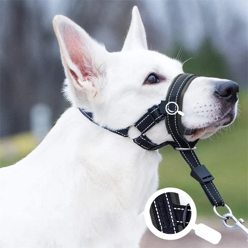 Mesh Dog Muzzle For Small Large Dogs Soft Nylon Dog Muzzle Adjustable Anti-biting Breathable Stop Barking Mouth Cover Pet Supply
