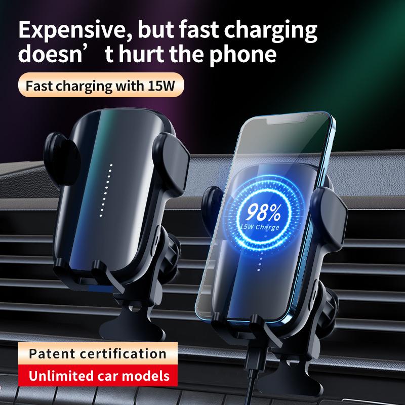 Super Capacitor Charge Car Mount 15w Fast Wireless Charger For Huawei P40 Pro Mate40 Three-axis Linkage Smart Charge Holder