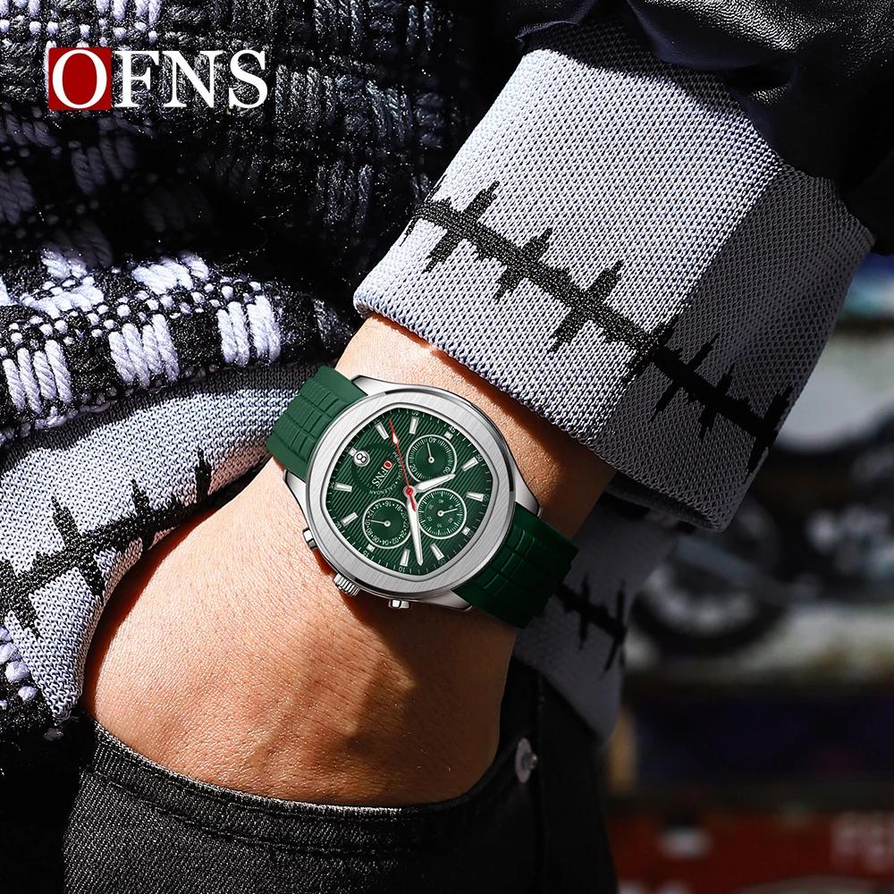 OFNS 8019 Top Men's Calendar Watch, High Quality Waterproof Chronograph, Men's Watch, Silicone Men's Quartz Watch, Casual Clock