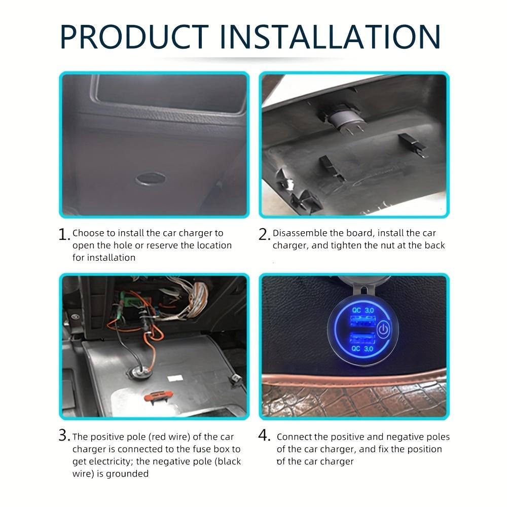 IP66 Waterproof USB Car Charger with Touch Switch, Dual QC3.0 Ports and Dust Cover for Marine Boat RV Motorcycle Dashboard Installation
