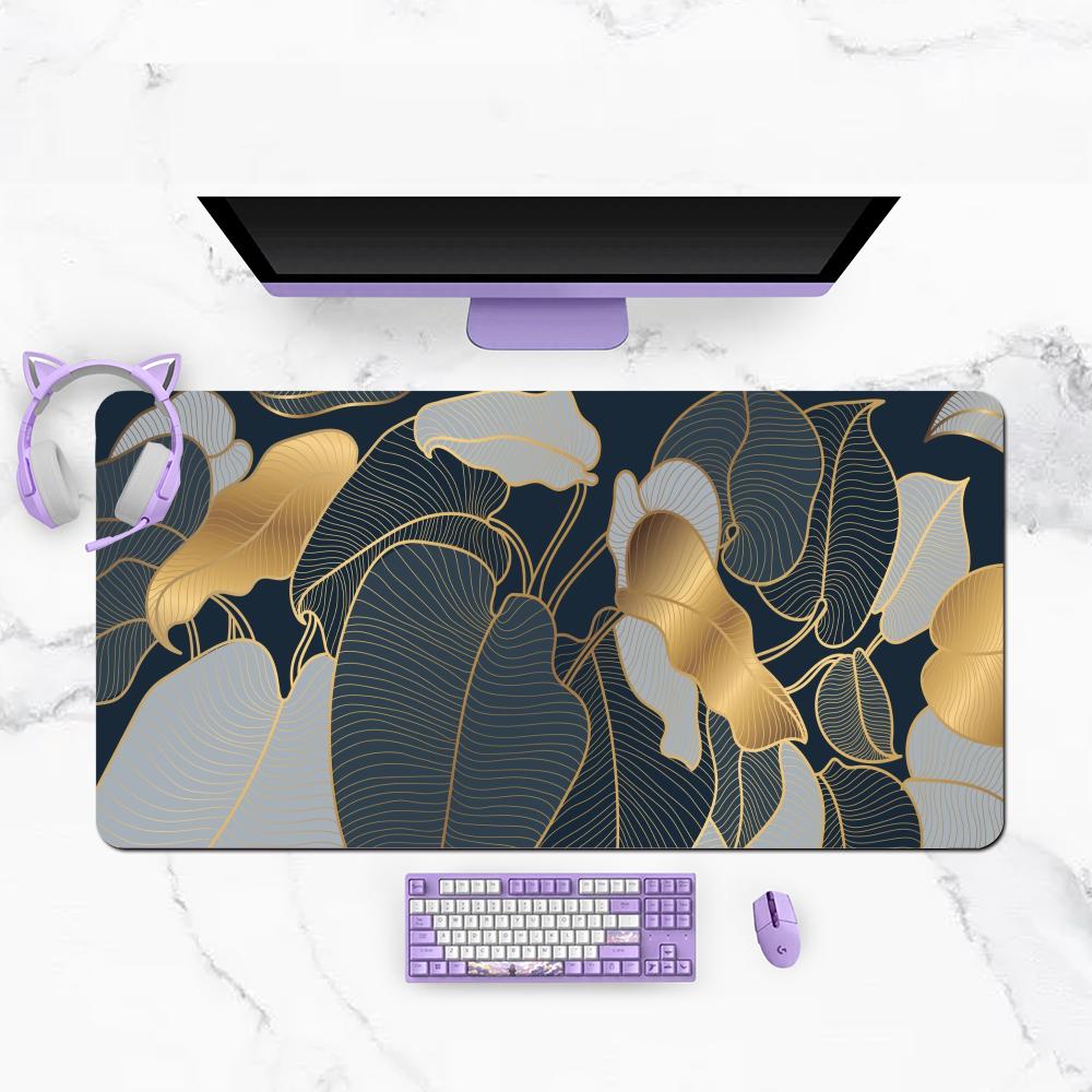 Luxury Gilded Chinese Floral Art Large Desk Mat Mousepad Gaming Office Desktop Bedroom Laptop Keyboard Accessories