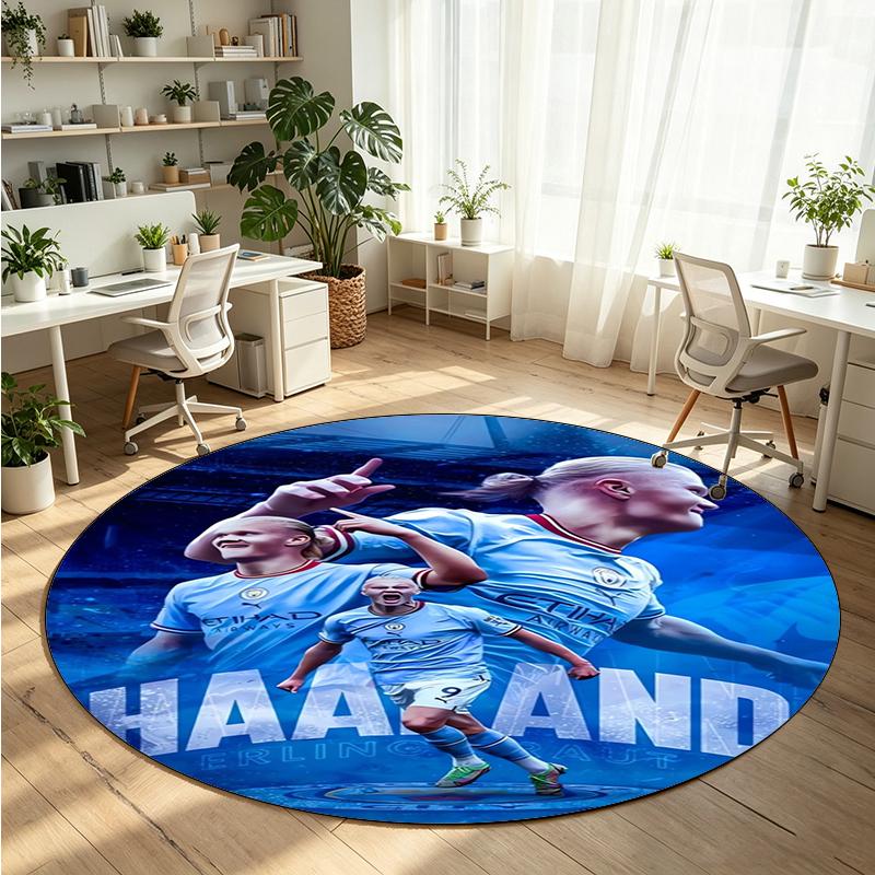 Erling Haaland Printed Round Crystal Velvet Rug Soft Non Slip Floor Carpet For Bedroom Holiday Gift