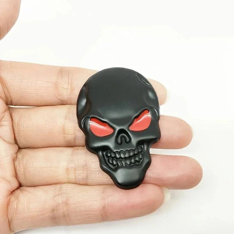 2PCS 3D Skull Car Emblem - Pirate Skeleton Metal Badge, Buccaneer Head Decal for Auto Body/Rear Trunk, Waterproof Sticker