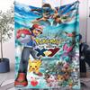 Pokemon Pikachu & Eevee Flannel Blanket Hot Anime Soft Warm Throw Sofa Bed Couch Cover Nap Cape Shawl Camping Fans Kids Gift