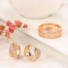 Kinel Vintage Rose Gold Color Hoop Earrings And Ring Sets Natural Zircon Jewelry Set