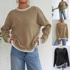 Women S Casual Loose Pullover Sweater Round Neck Long Sleeve Color Block