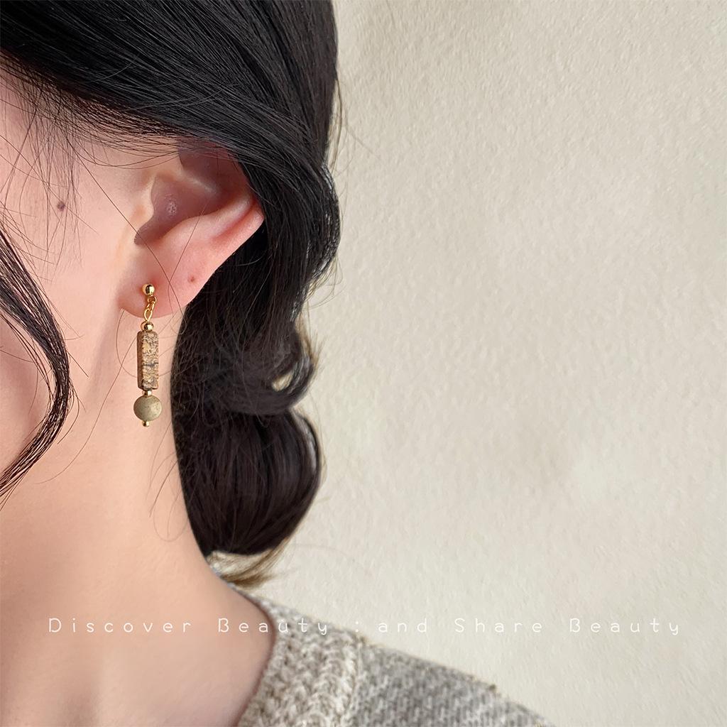 Серьги-подвески оригинального дизайна, этнический стиль, серьги из бисера из натурального камня, серьги в стиле ретро и персонализированные новые серьги в китайском стиле