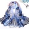 Long Shawls Wraps Women Beach Sunscreen Hijab Floral Print Silk Scarf Chiffon Kerchief Neck Scarves 50x160cm