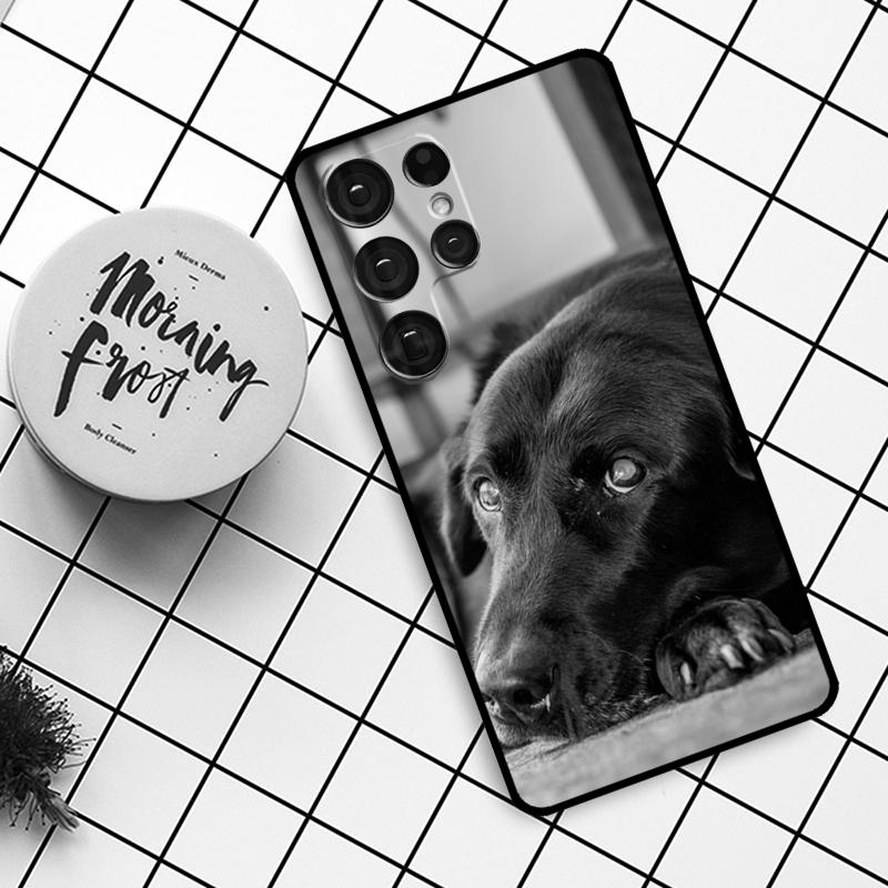 Black Labrador Dog Case For Samsung Galaxy S24 FE S20 FE S21 S22 S23 S24 S25 Ultra S9 S10 S25 Plus Phone Cover