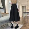 Korean Style Women's Midi Skirt Autumn High-Waisted Corduroy Long Skirt Women College Style Pleated A-Line Skirts