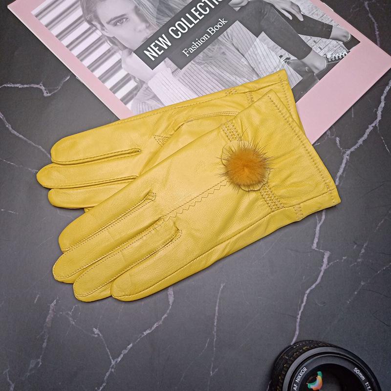 Женские перчатки из овчины и утолщенные бархатные зимние перчатки женские милые перчатки из меха кролика