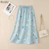 Women Casual Elastic Waist Loose Floral Print Summer Skirts