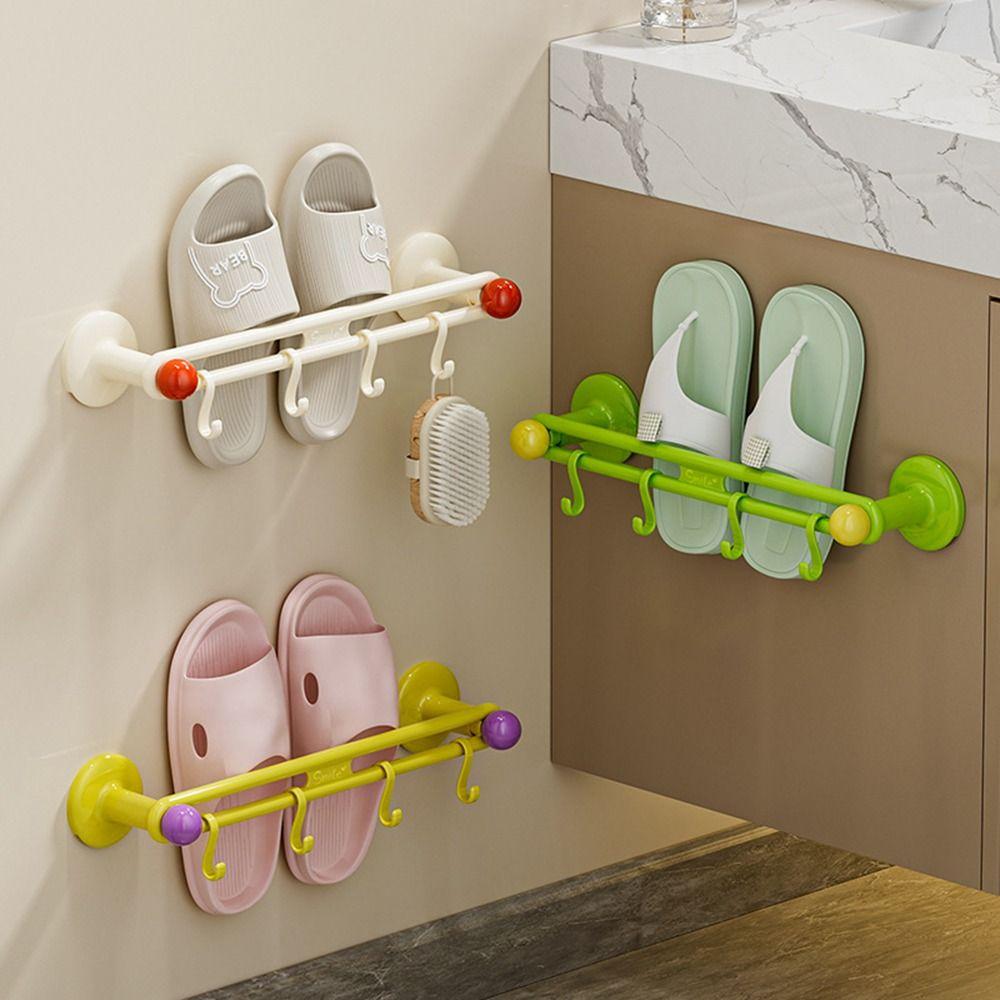 Wall Mounted Shoe Drying Hanger Punch Free Bathroom Slipper Hook  Bathroom Supplies