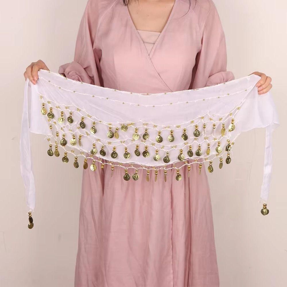 Adjustable Bellydance Waist Chain Gold Color Coins Dancing Waist Belt  Stage Performance