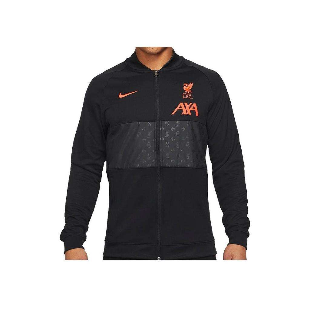 Nike Spliced Logo Print Long Sleeve Football Jacket 21-22 Season Liverpool Men Tops Black DA2774-011