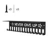 Metal Trophy Display Stand Athletic Award Organizer Never Give Up Theme Wall-Mounted Medal Display Rack Multi-Hook Home Decor
