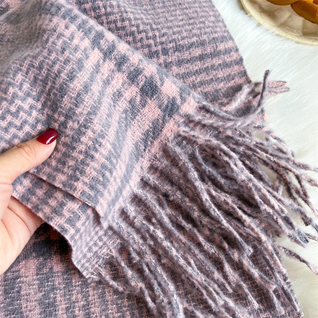 Korean Plaid Scarf Simple And Versatile Imitation Cashmere Material Soft And Skin-Friendly High-End Scarf Scarf Scarf Matching