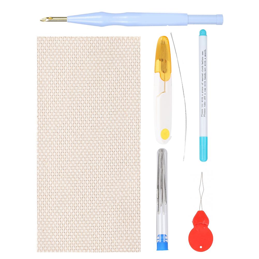 Набор для вышивания Punch Needle DIY Толстая шерстяная пряжа с латунной иглой Набор инструментов с ножницами
