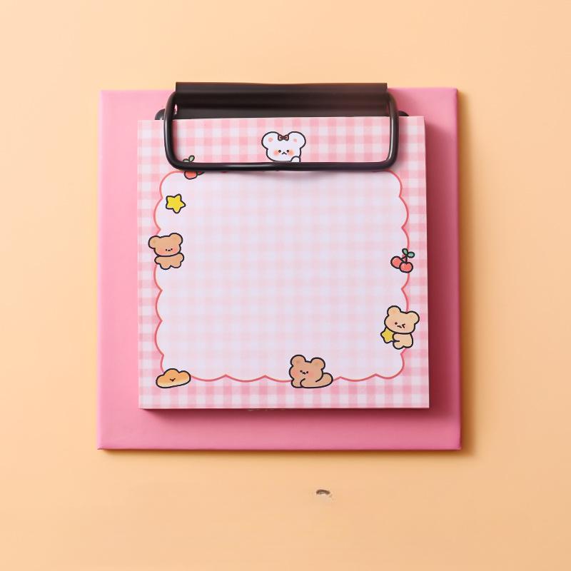 1pcs Cartoon Board Clip Sticky Note Book Student Ins Girl Memo Sticky Note Study Office Non-sticky Message Paper