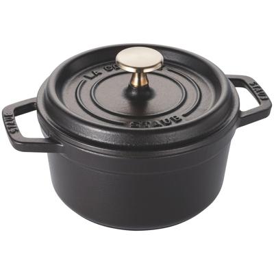 Staub Cocotte Круглый черный маленький эмалированный горшок ручной работы IH Совместимый японский La Cocotte Круглый "Pico 16 см" [Авторизованный продукт] 40509-480