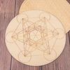 Collectibles Flower of life Decor Healing Circles Carved Round Edge Wood Chakra Pattern Coaster