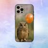 Милый Чехол для Телефона с Совой Для iPhone17,16,15,14,13,12,11 Plus,Pro Max Мягкий Черный Чехол