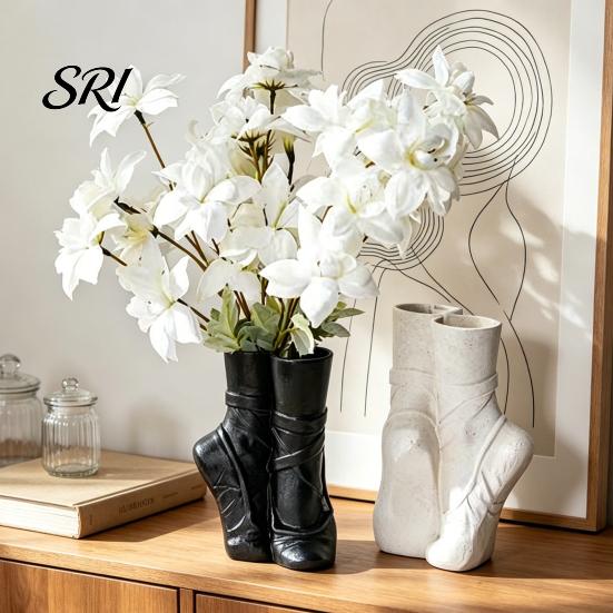 Ballet Pointe Shoe Decor Shoes Flower Vase Modern Floral Arrangement Table Centerpiece Abstract Art Dancing Unique Decorative for Coffee Office Shelf