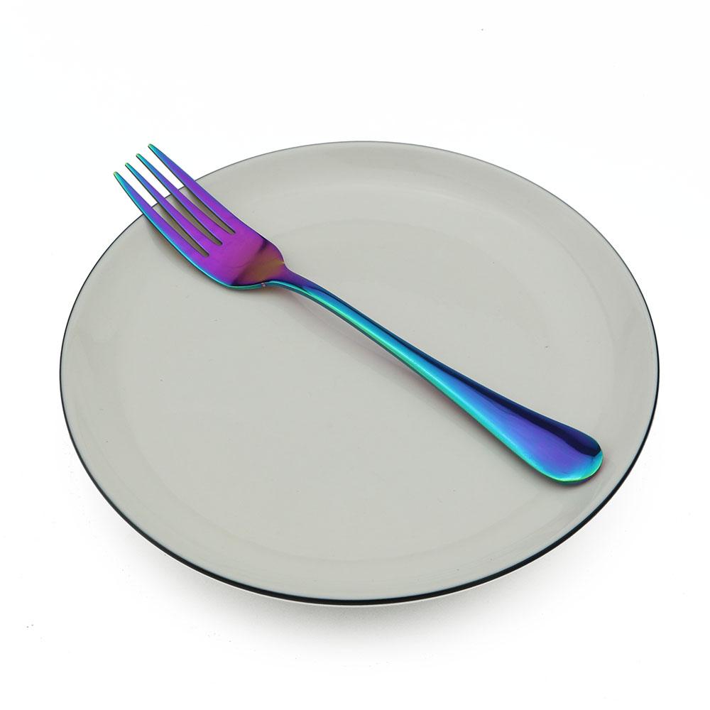 Столовая вилка Цветная радужная столовая посуда Корейские столовые приборы Вилка для десерта и салата Длинная ручка Столовая посуда Вилки Столовые приборы