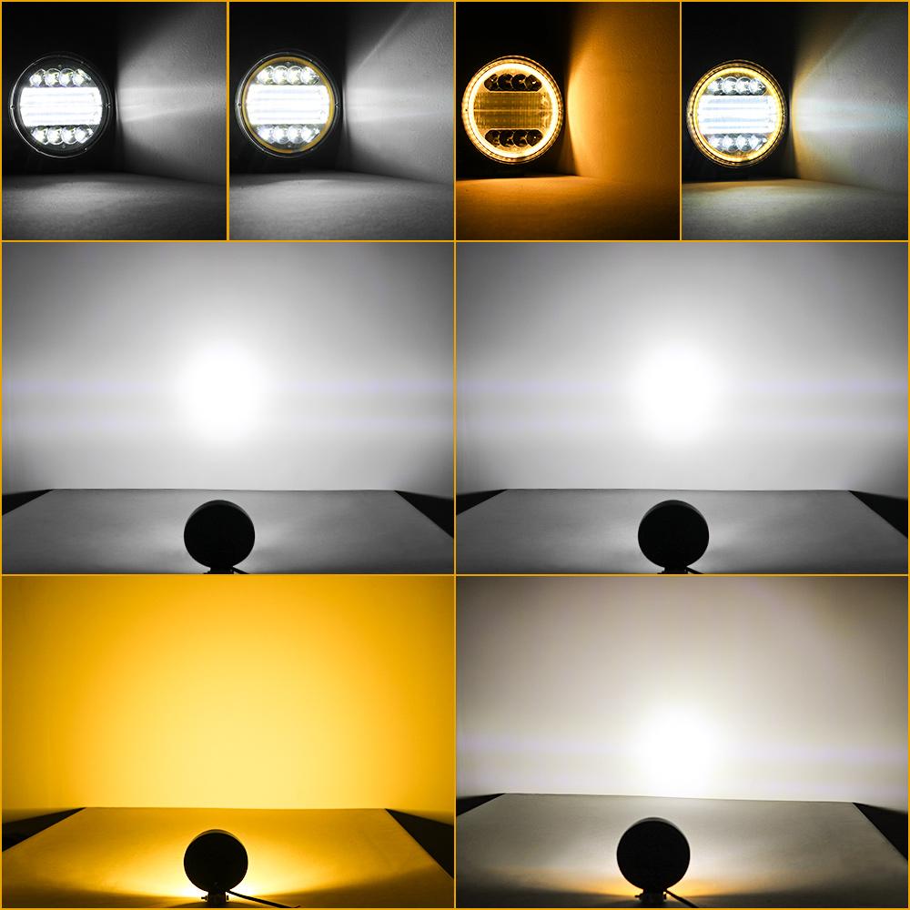 Светодиодный рабочий свет 4x4 72 Вт 24 светодиода Фара противотуманная для трактора Мощная световая панель Круглый прожектор Внедорожный ATV Джип Для грузовика Внедорожника 4WD Белый 6000K 12В 24В