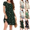 Женское модное повседневное платье с цветочным принтом, круглым вырезом, короткими рукавами, мини-юбкой