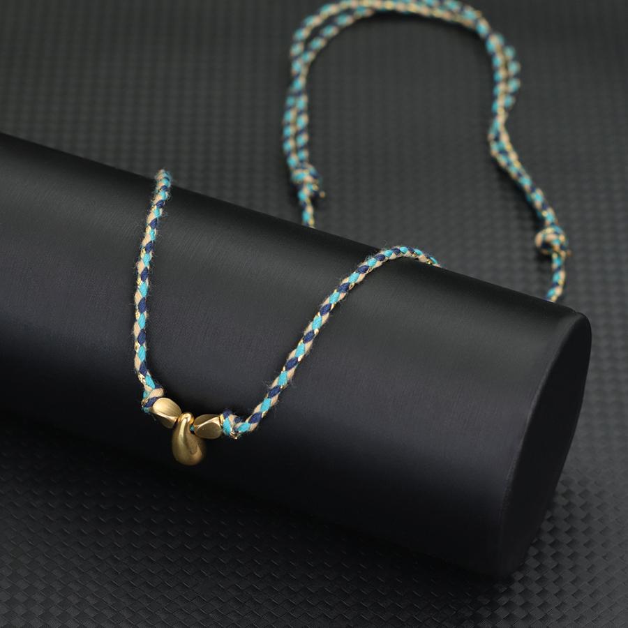 New Women Necklace Handmade Braided 2mm Thin Rope Collar Gold Color Water Droplet Beach Leisure Neck Accessories Gift For Her