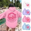 Women Fall Spring Hoodie Everything Comes In Waves Pink Graphic Long Sleeve Sport Top Loose Plush Casual Pullover with Pocket
