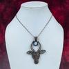 Blue Lace Agate Gemstone Pendant Copper Wire Wrapped Pendant Cow Face Jewelry