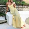 Women Pleated Spaghetti Strap Holiday Casual Dress Backless Elegant Sexy Dress Bodycon Long Summer Dresses