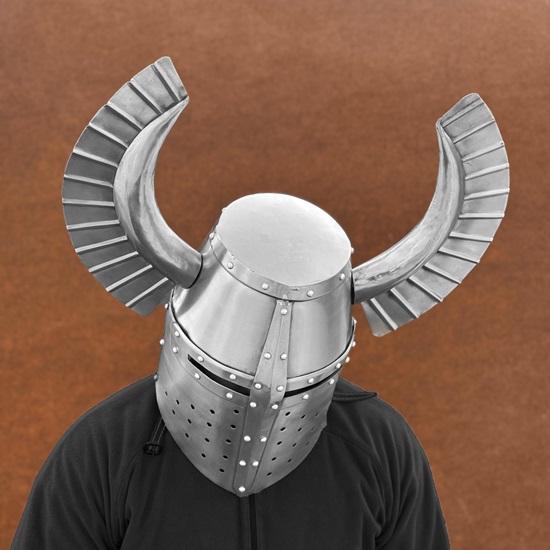 Medieval Templar Helmet, Teutonic Knight Wing, Great Horned Warrior Helmet, Fantasy Winged Cosplay