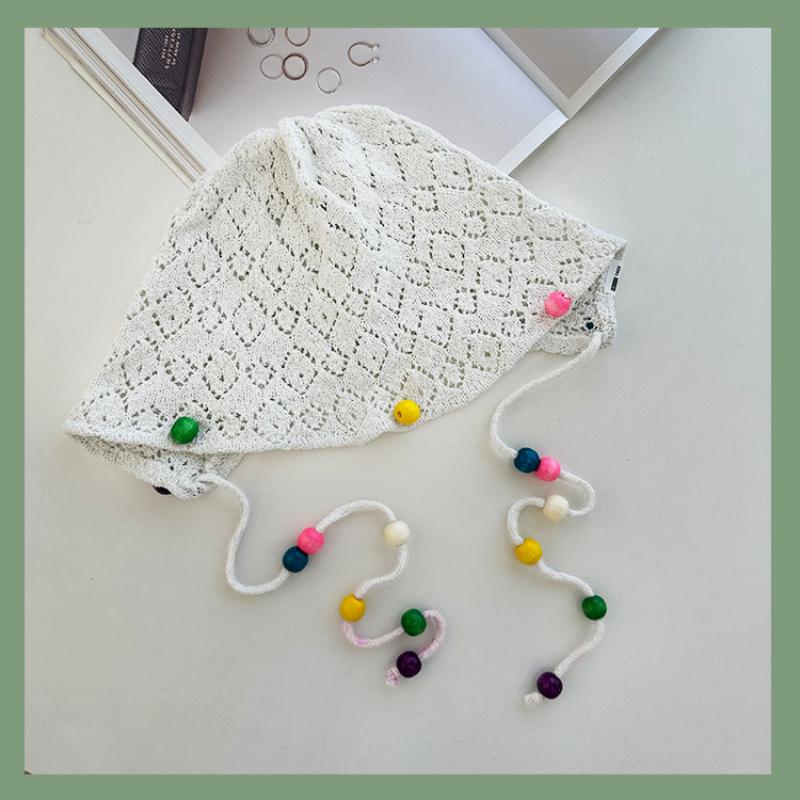 Ins Color бисерные ремешки шапки для женщин летние тонкие дышащие дорожные универсальные модные милые полые вязаные шапки для бассейна