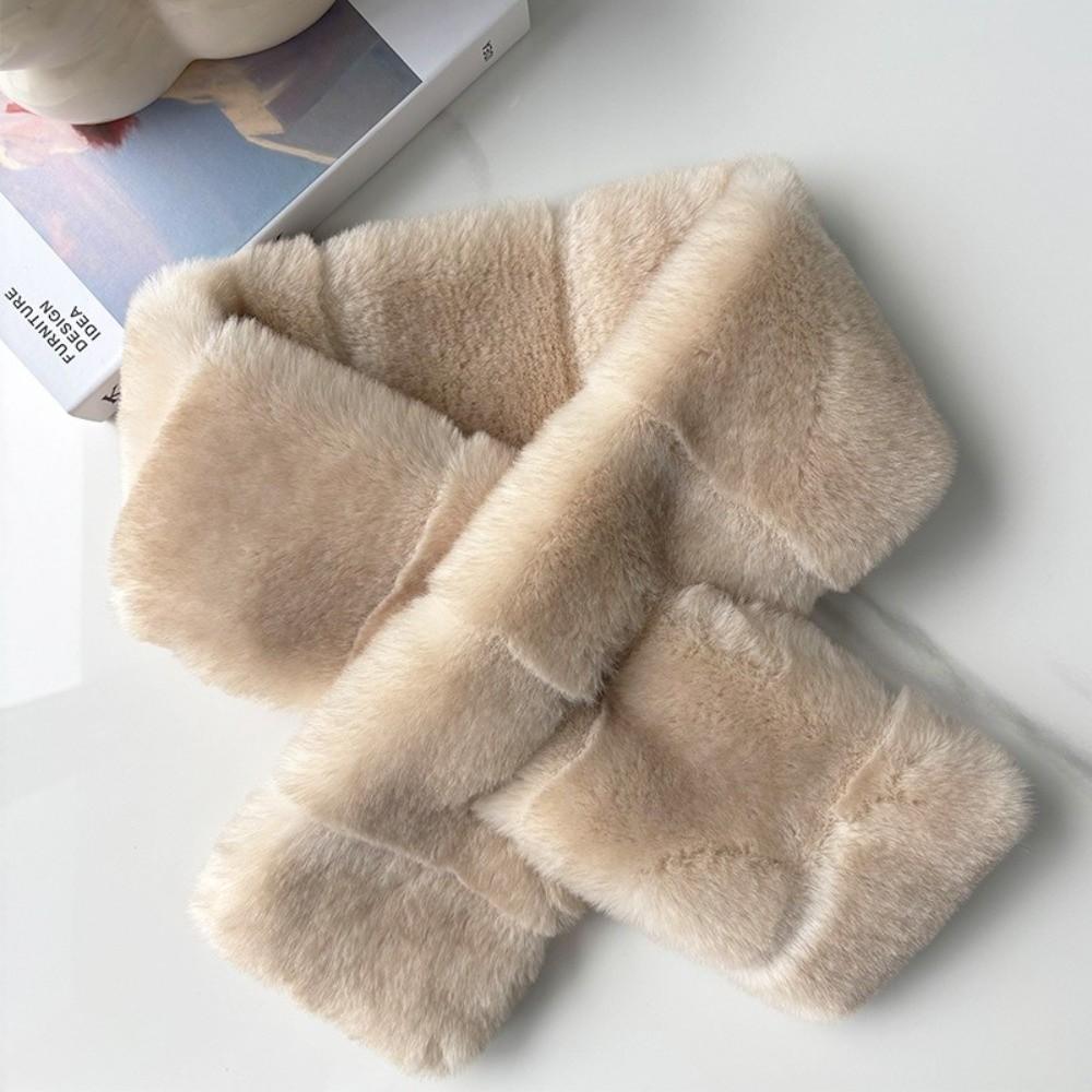 Soft Plush Faux Rabbit Fur Scarf Thickened Winter Collar Scarf Neck Warmer Scarf Women Girl